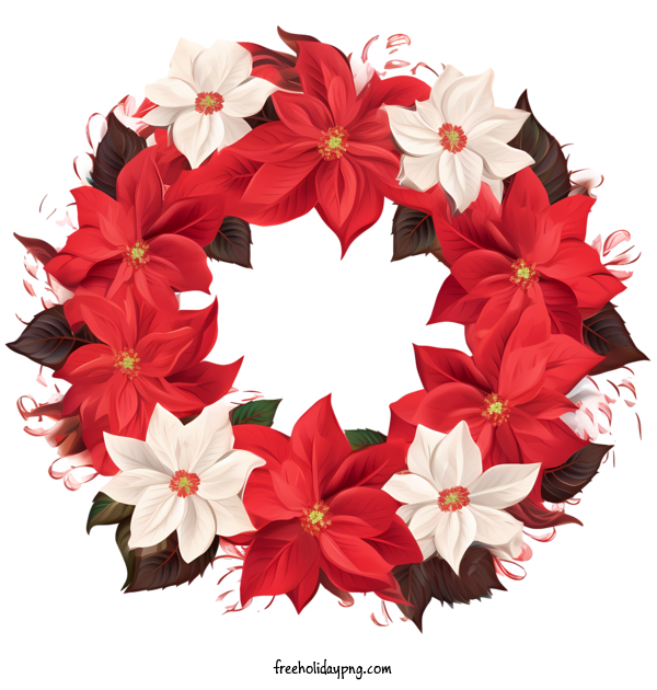 Transparent Christmas Christmas Wreath red poinsettia white poinsettia for Christmas Wreath for Christmas