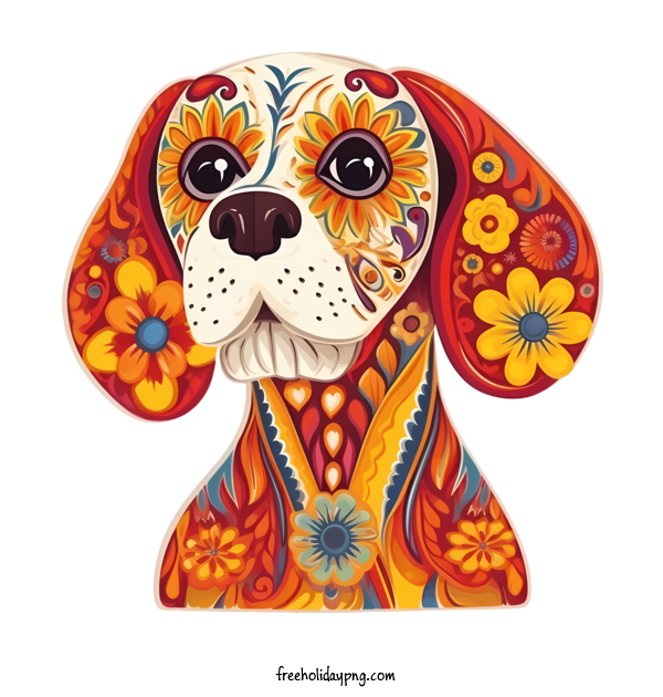 Transparent Day of the Dead Día de Muertos dog sugar skull for Día de Muertos for Day Of The Dead