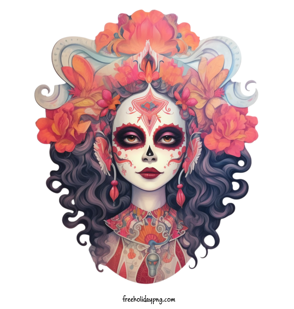 Transparent Day of the Dead Skelita Calaveras girl sugar skull for Skelita Calaveras for Day Of The Dead