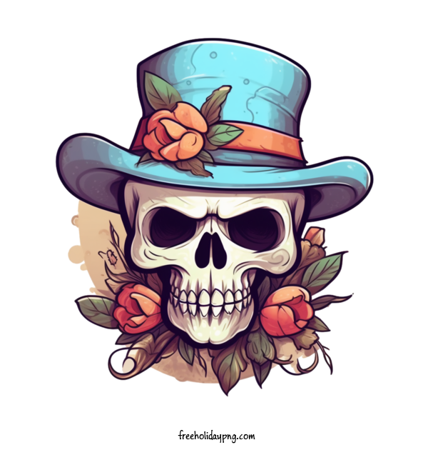 Transparent Day of the Dead Sugar Skull skull top hat for Sugar Skull for Day Of The Dead