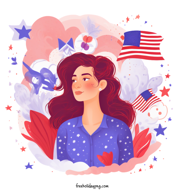 Transparent Women's Equality Day Women's Equality Day girl american flag for Equality Day for Womens Equality Day
