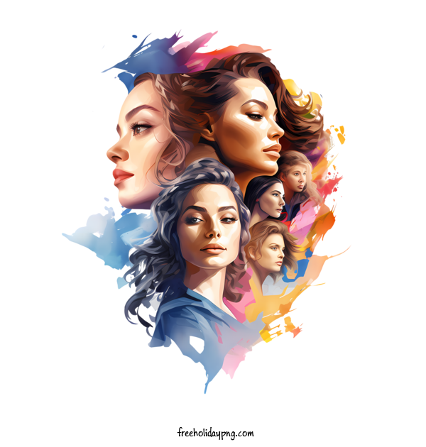 Transparent Women's Equality Day Women's Equality Day female faces watercolor for Equality Day for Womens Equality Day