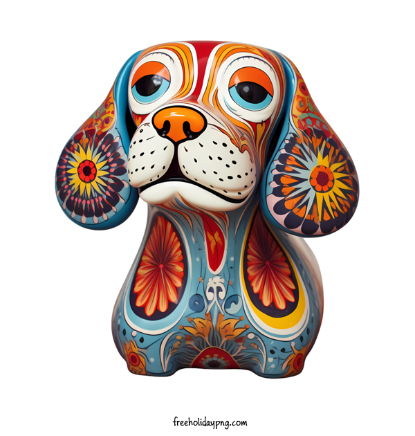 Transparent Day of the Dead Día de Muertos dog ceramic for Día de Muertos for Day Of The Dead