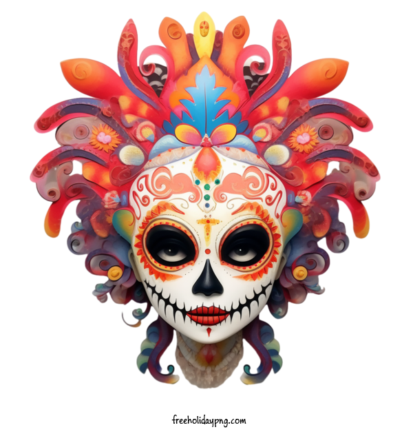Transparent Day of the Dead Skelita Calaveras sugar skull skull mask for Skelita Calaveras for Day Of The Dead