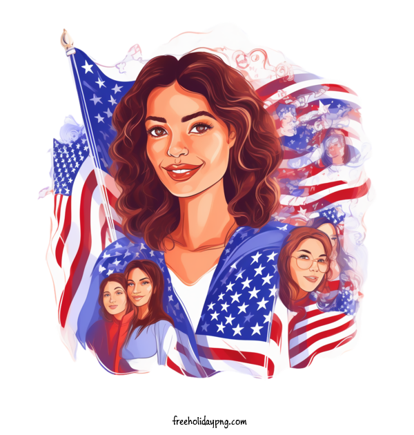 Transparent Women's Equality Day Women's Equality Day American Flag Woman for Equality Day for Womens Equality Day