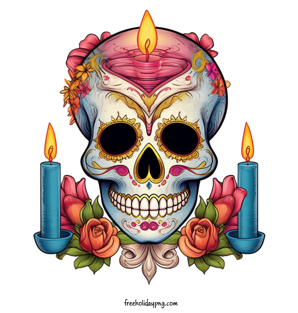 Transparent Day of the Dead Sugar Skull skull candles for Sugar Skull for Day Of The Dead