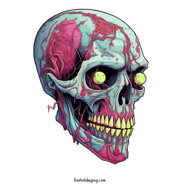 Transparent Halloween Zombie skull glowing eyes for Zombie for Halloween