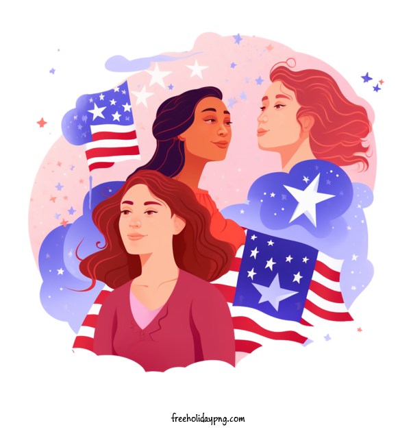 Transparent Women's Equality Day Women's Equality Day women american flag for Equality Day for Womens Equality Day
