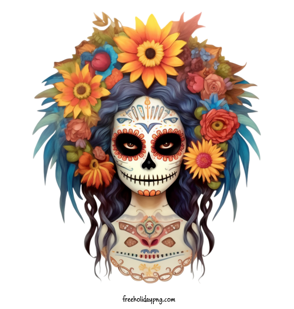 Transparent Day of the Dead Skelita Calaveras sugar skull day of the dead for Skelita Calaveras for Day Of The Dead