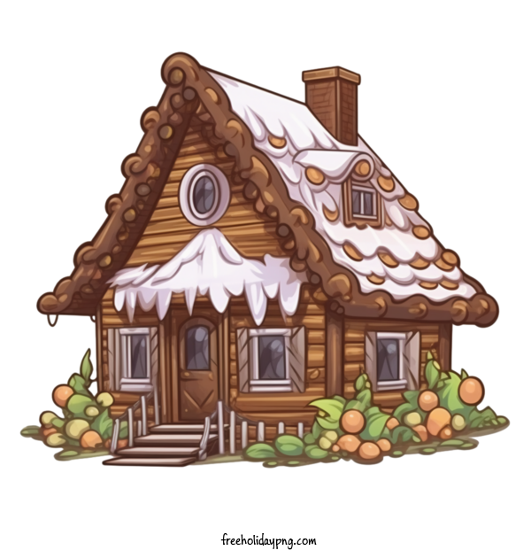 Transparent Christmas Christmas Gingerbread cottage wooden house for Christmas Gingerbread for Christmas