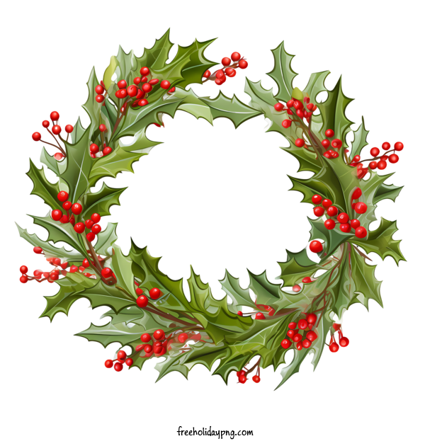 Transparent Christmas Christmas Wreath holly wreath red berries for Christmas Wreath for Christmas