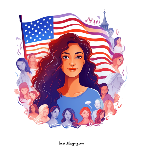 Transparent Women's Equality Day Women's Equality Day woman american flag for Equality Day for Womens Equality Day