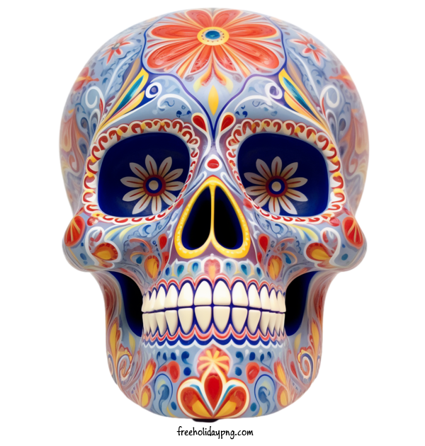 Transparent Day of the Dead Sugar Skull skull colorful for Sugar Skull for Day Of The Dead
