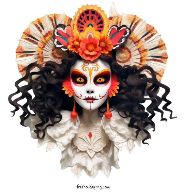 Transparent Day of the Dead Skelita Calaveras headpiece mask for Skelita Calaveras for Day Of The Dead