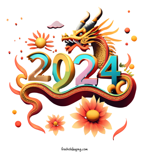 Transparent New Year Happy New Year 2024 dragon Chinese New Year for Happy New Year 2024 for New Year