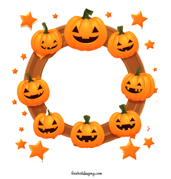Transparent Halloween Halloween Frame orange pumpkins round frame for Halloween Frame for Halloween