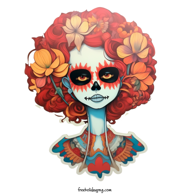 Transparent Day of the Dead Skelita Calaveras Day of the Dead sugar skull for Skelita Calaveras for Day Of The Dead