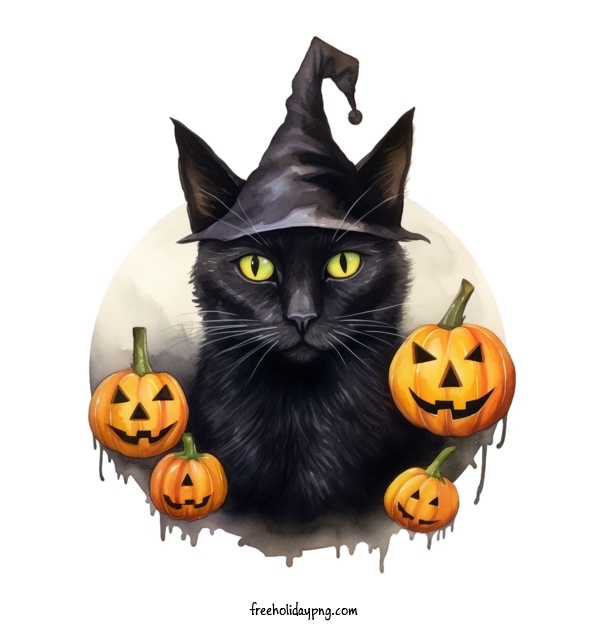 Transparent Halloween Black Cats cat witch for Black Cats for Halloween
