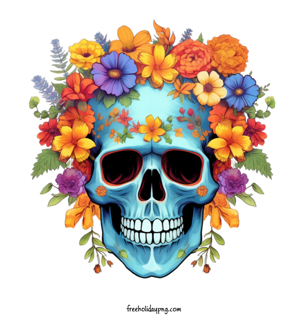 Transparent Day of the Dead Sugar Skull skull flowers for Sugar Skull for Day Of The Dead