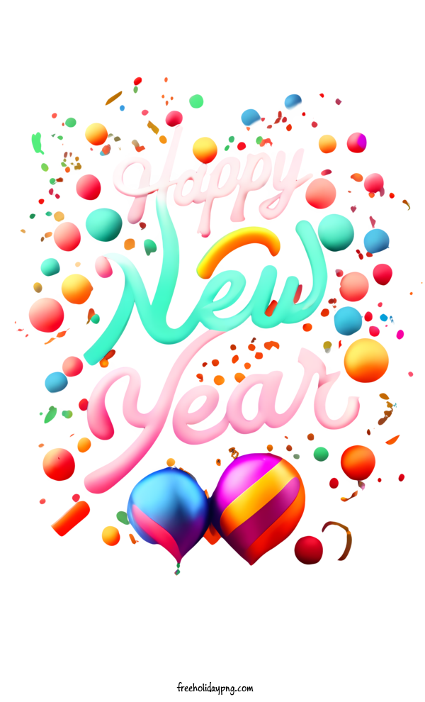 Transparent New Year Happy New Year 2024 happy new year colorful balloons for Happy New Year 2024 for New Year