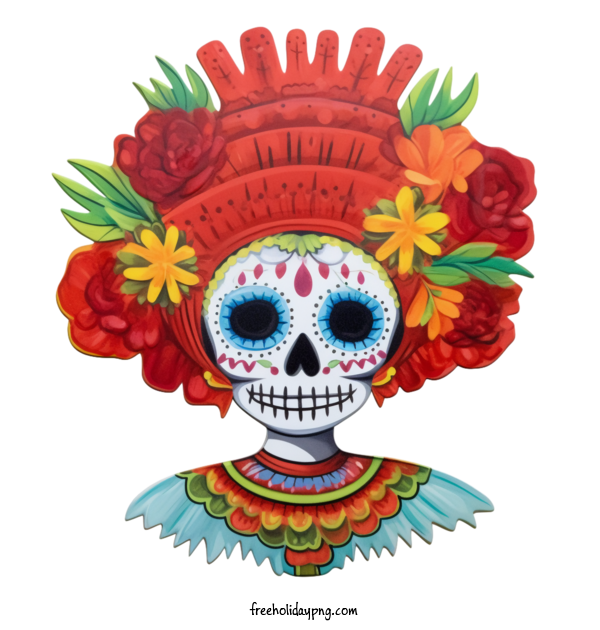 Transparent Day of the Dead Skelita Calaveras skull flower for Skelita Calaveras for Day Of The Dead