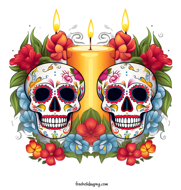 Transparent Day of the Dead Día de Muertos sugar skulls day of the dead for Día de Muertos for Day Of The Dead