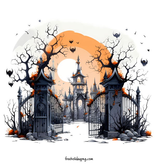 Transparent Halloween Halloween Graveyard haunted castle for Graveyard for Halloween