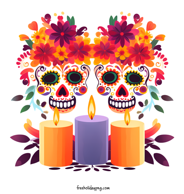 Transparent Day of the Dead Día de Muertos skulls candles for Día de Muertos for Day Of The Dead