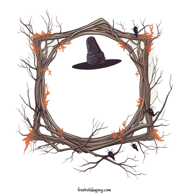 Transparent Halloween Halloween Frame frame witch hat for Halloween Frame for Halloween