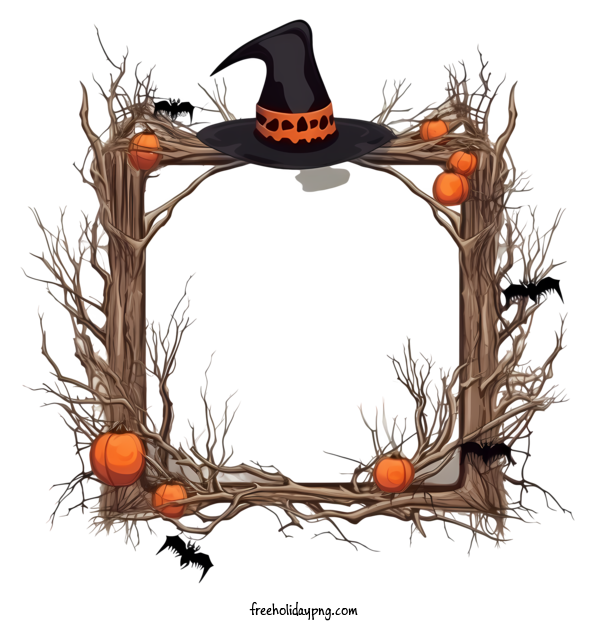 Transparent Halloween Halloween Frame witch's hat pumpkins for Halloween Frame for Halloween