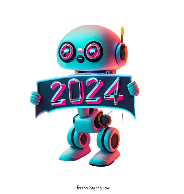Transparent New Year Happy New Year 2024 robot new year for Happy New Year 2024 for New Year