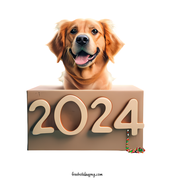 Transparent New Year Happy New Year 2024 dog golden retriever for Happy New Year 2024 for New Year