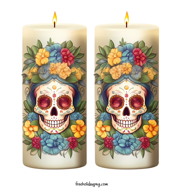 Transparent Day of the Dead Día de Muertos sugar skulls flower arrangement for Día de Muertos for Day Of The Dead