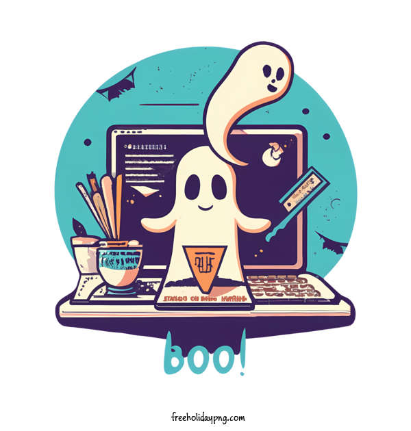 Transparent Halloween Halloween Boo ghost computer for Halloween Boo for Halloween