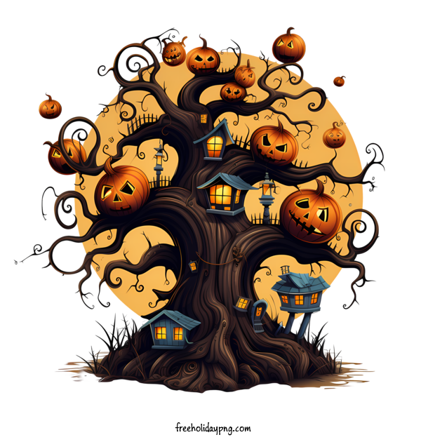 Transparent Halloween Halloween Tree halloween tree jack o'lantern tree for Halloween Tree for Halloween