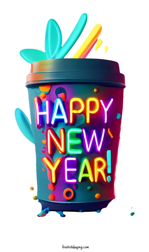 Transparent New Year Happy New Year 2024 happy new year neon colors for Happy New Year 2024 for New Year