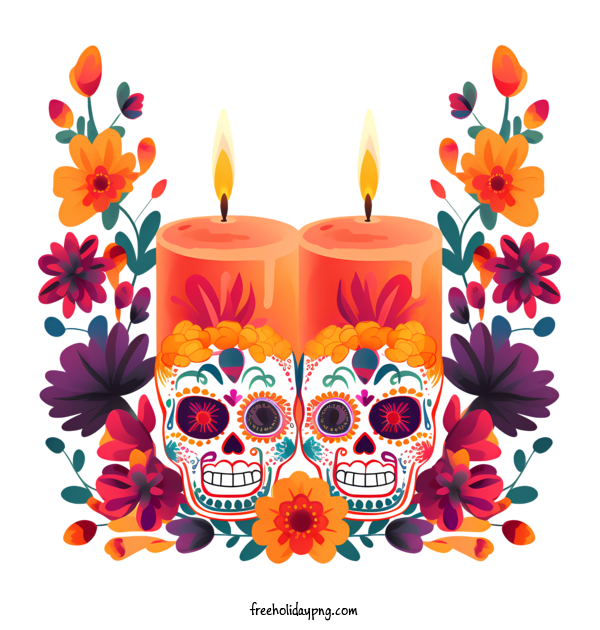 Transparent Day of the Dead Día de Muertos sugar skulls candles for Día de Muertos for Day Of The Dead