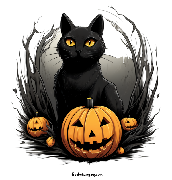 Transparent Halloween Black Cats black cat pumpkins for Black Cats for Halloween