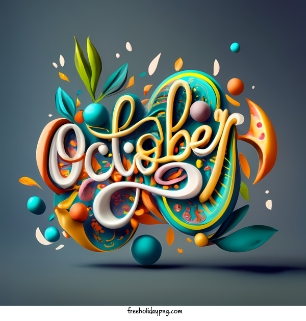 Transparent October Hello October orange blue for Hello October for October