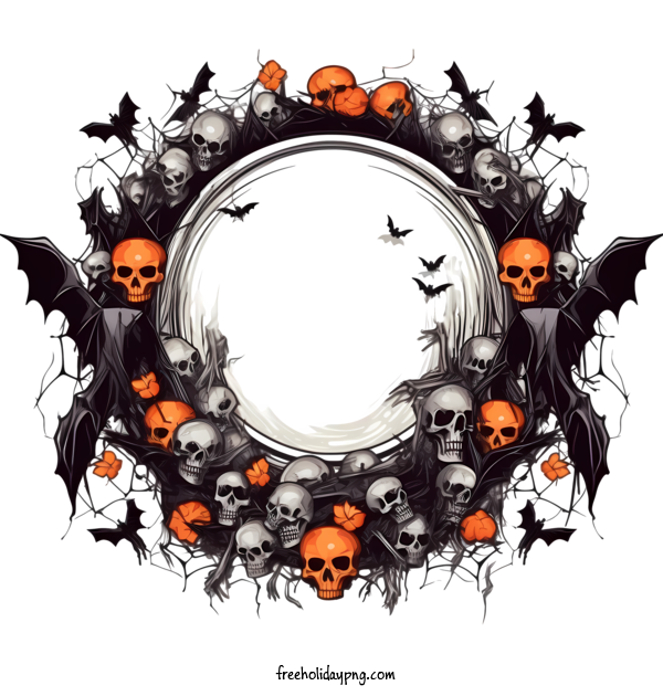 Transparent Halloween Halloween Frame skulls wreath for Halloween Frame for Halloween