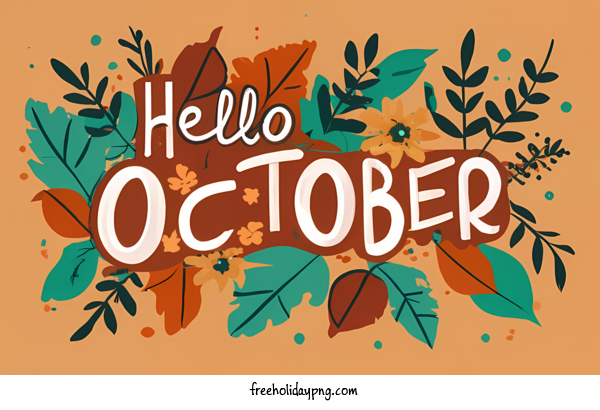 Transparent October Hello October autumn leaves for Hello October for October