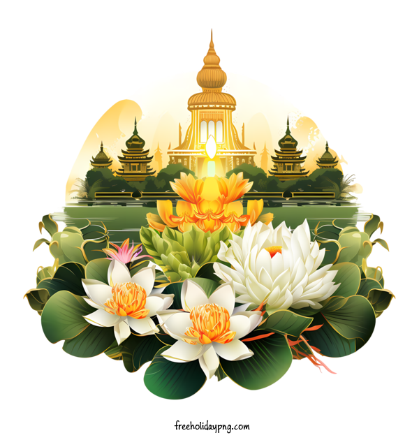 Transparent Loy Krathong Happy Loy Krathong lotus flowers Buddhist temple for Happy Loy Krathong for Loy Krathong