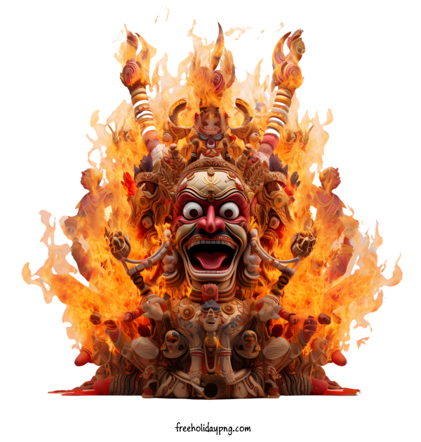 Transparent Dussehra Lord Rama Ravana Effigy Burning god for India festival for Dussehra