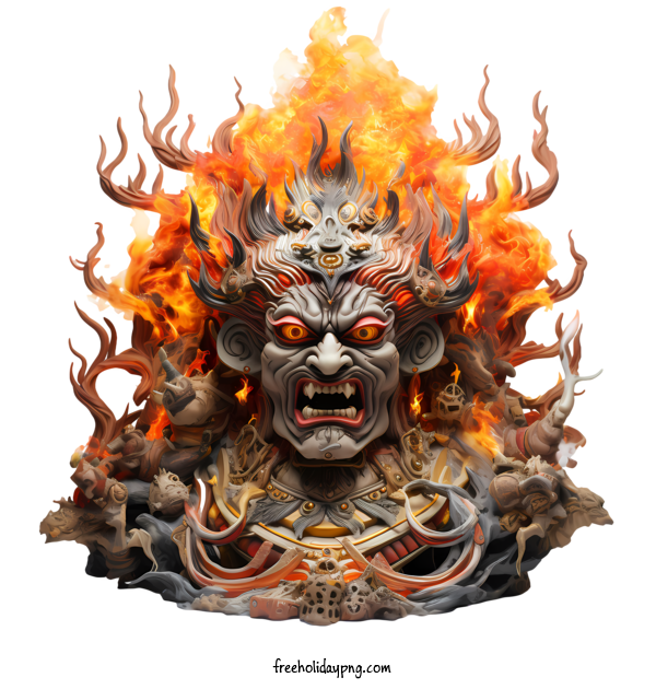 Transparent Dussehra Lord Rama Ravana Effigy Burning Fire for India festival for Dussehra
