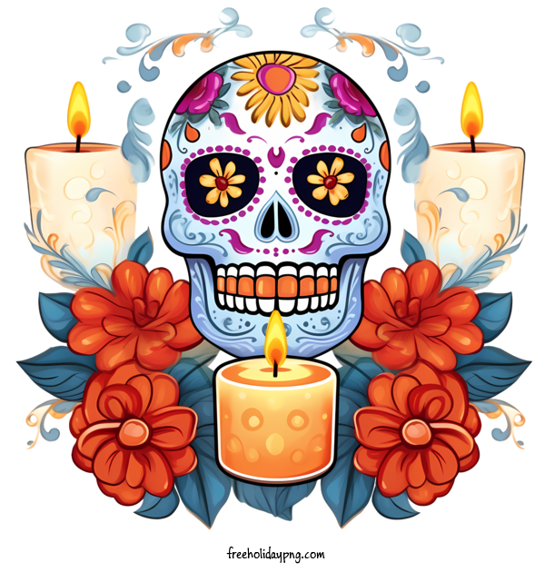 Transparent Day of the Dead Día de Muertos sugar skull day of the dead for Día de Muertos for Day Of The Dead
