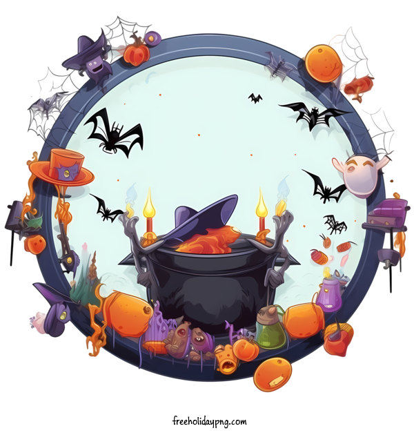 Transparent Halloween Halloween Frame Witch cauldron for Halloween Frame for Halloween