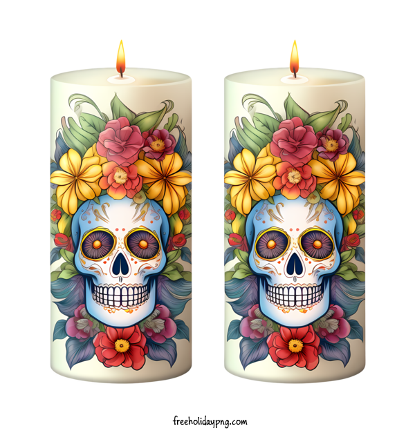 Transparent Day of the Dead Día de Muertos skull floral for Día de Muertos for Day Of The Dead
