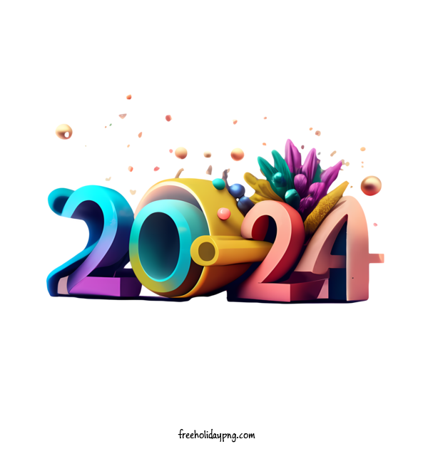 Transparent New Year Happy New Year 2024 Happy New Year 3D for Happy New Year 2024 for New Year