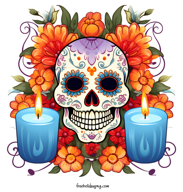 Transparent Day of the Dead Día de Muertos sugar skull day of the dead for Día de Muertos for Day Of The Dead