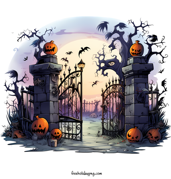 Transparent Graveyard Halloween Graveyard gates pumpkins for Graveyard for Graveyard